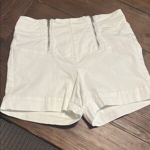 White Women's Shorts with Zipper Detail